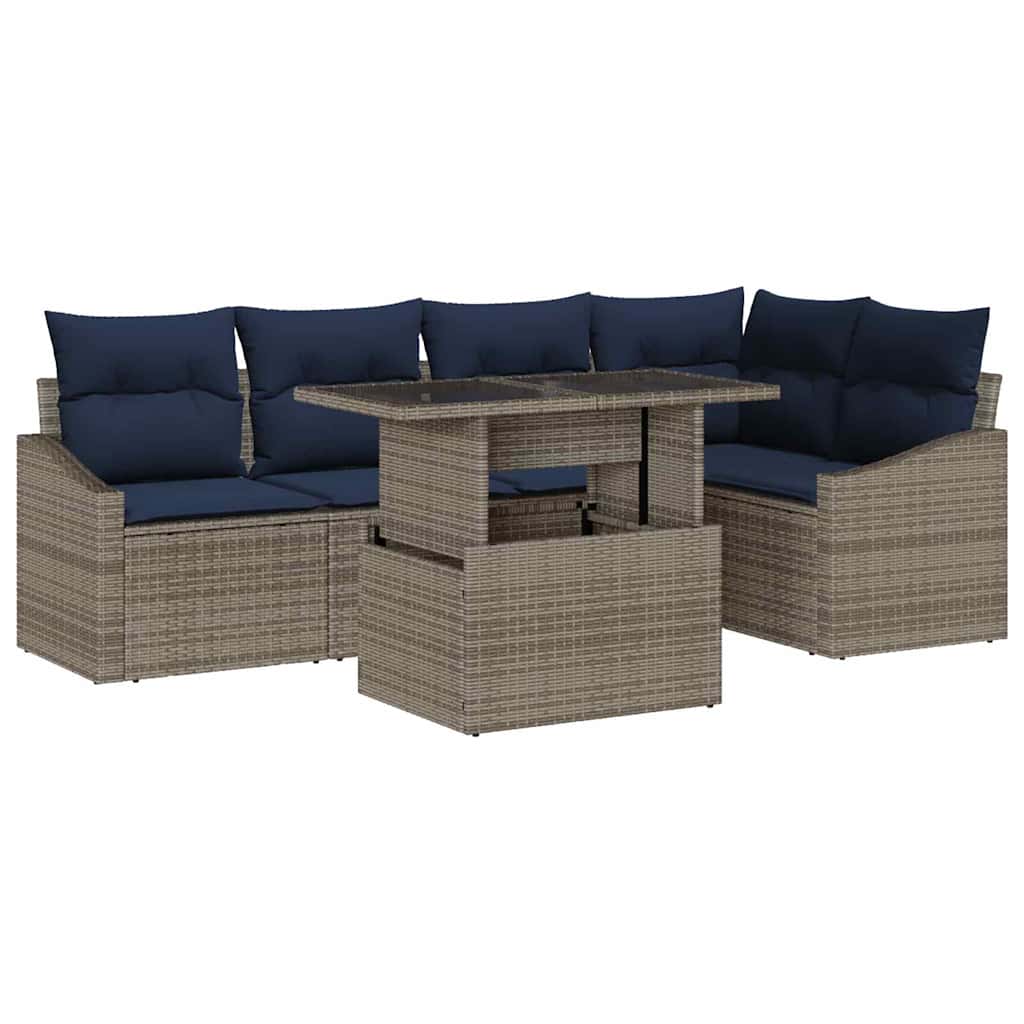 Tuin Sofa Set met kussen met opslag 6 pcs Grijs en Marineblauw is nu te koop bij PeponiXL, paradijselijk wonen!