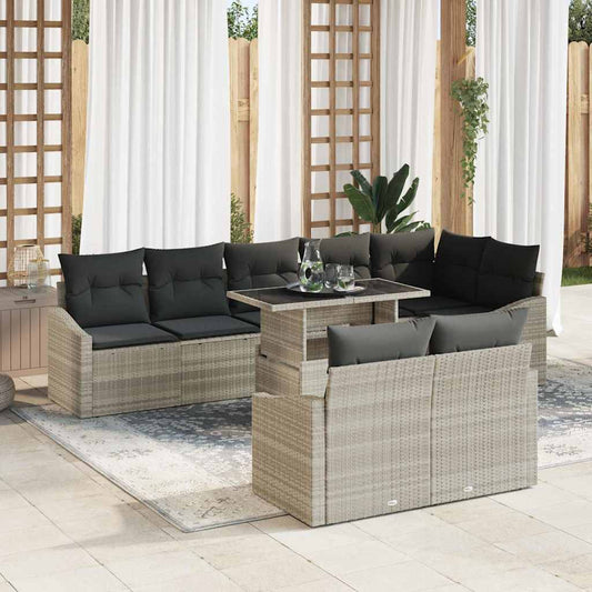 Tuin Sofa Set met kussen 9 pcs Licht Grijs en Donker Grijs is nu te koop bij PeponiXL, paradijselijk wonen!