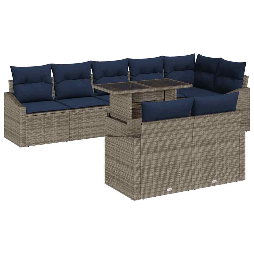 Tuin Sofa Set met kussen met opslag 9 pcs Grijs en Marineblauw is nu te koop bij PeponiXL, paradijselijk wonen!