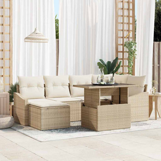 Tuin Sofa Set met kussen met opslag 7 pcs Beige en Crème is nu te koop bij PeponiXL, paradijselijk wonen!
