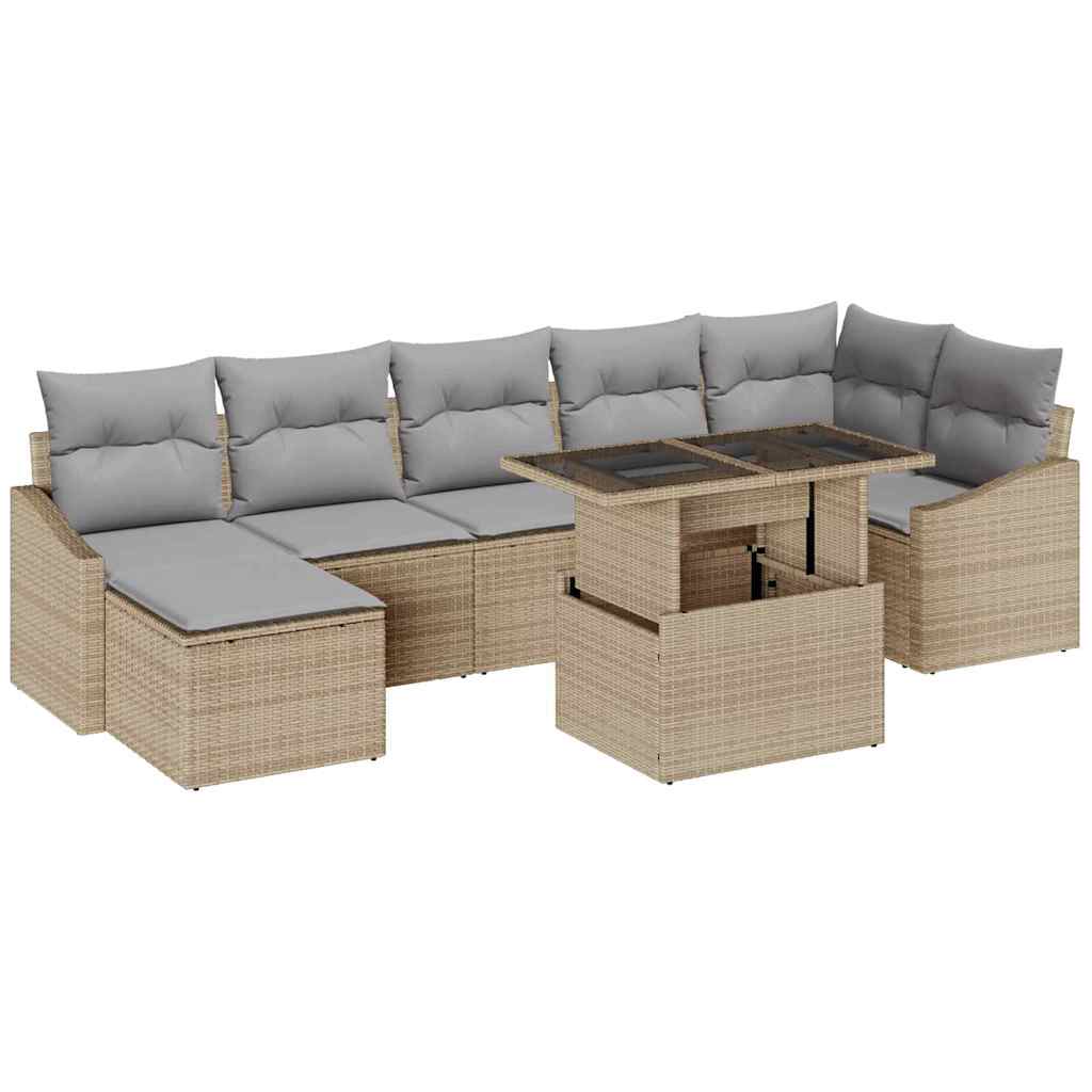Tuin Sofa Set met kussen met opslag 8 pcs Beige en Licht Grijs is nu te koop bij PeponiXL, paradijselijk wonen!