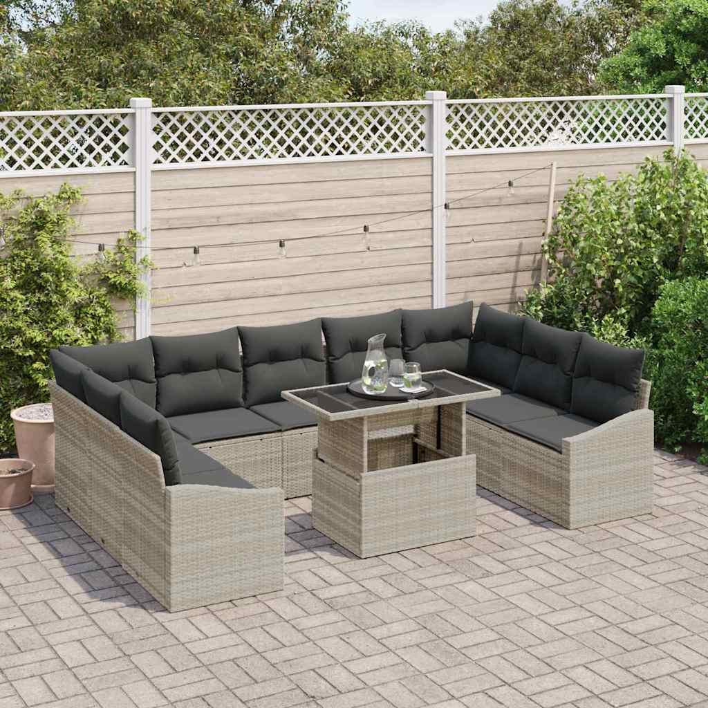 Tuin Sofa Set met kussen 10 pcs Licht Grijs en Donker Grijs is nu te koop bij PeponiXL, paradijselijk wonen!