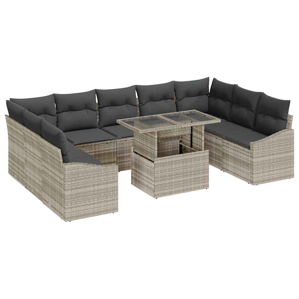 Tuin Sofa Set met kussen 10 pcs Licht Grijs en Donker Grijs is nu te koop bij PeponiXL, paradijselijk wonen!