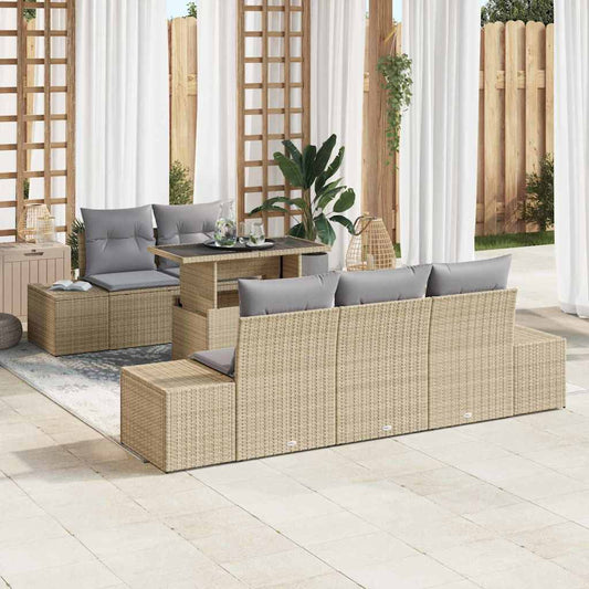 Tuin Sofa Set met kussen met opslag 6 pcs Beige en Licht Grijs is nu te koop bij PeponiXL, paradijselijk wonen!