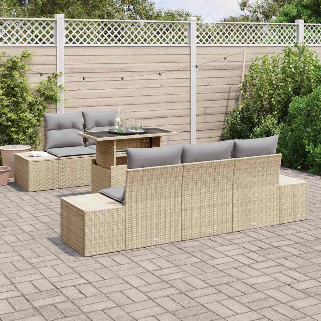 Tuin Sofa Set met kussen met opslag 6 pcs Beige en Licht Grijs is nu te koop bij PeponiXL, paradijselijk wonen!