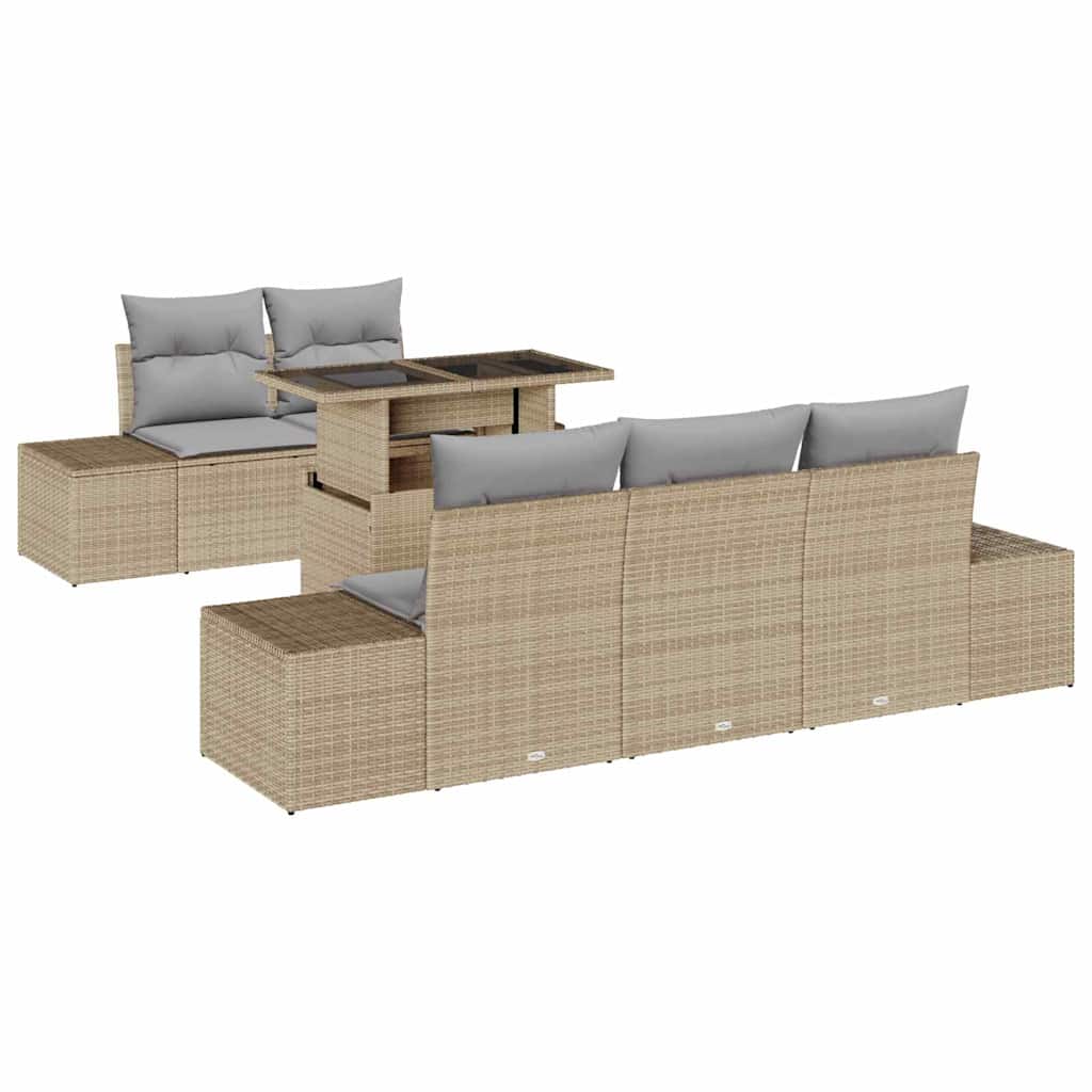 Tuin Sofa Set met kussen met opslag 6 pcs Beige en Licht Grijs is nu te koop bij PeponiXL, paradijselijk wonen!