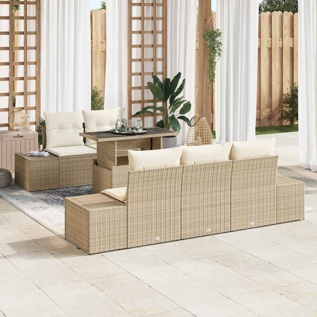 Tuin Sofa Set met kussen met opslag 6 pcs Beige en Crème is nu te koop bij PeponiXL, paradijselijk wonen!