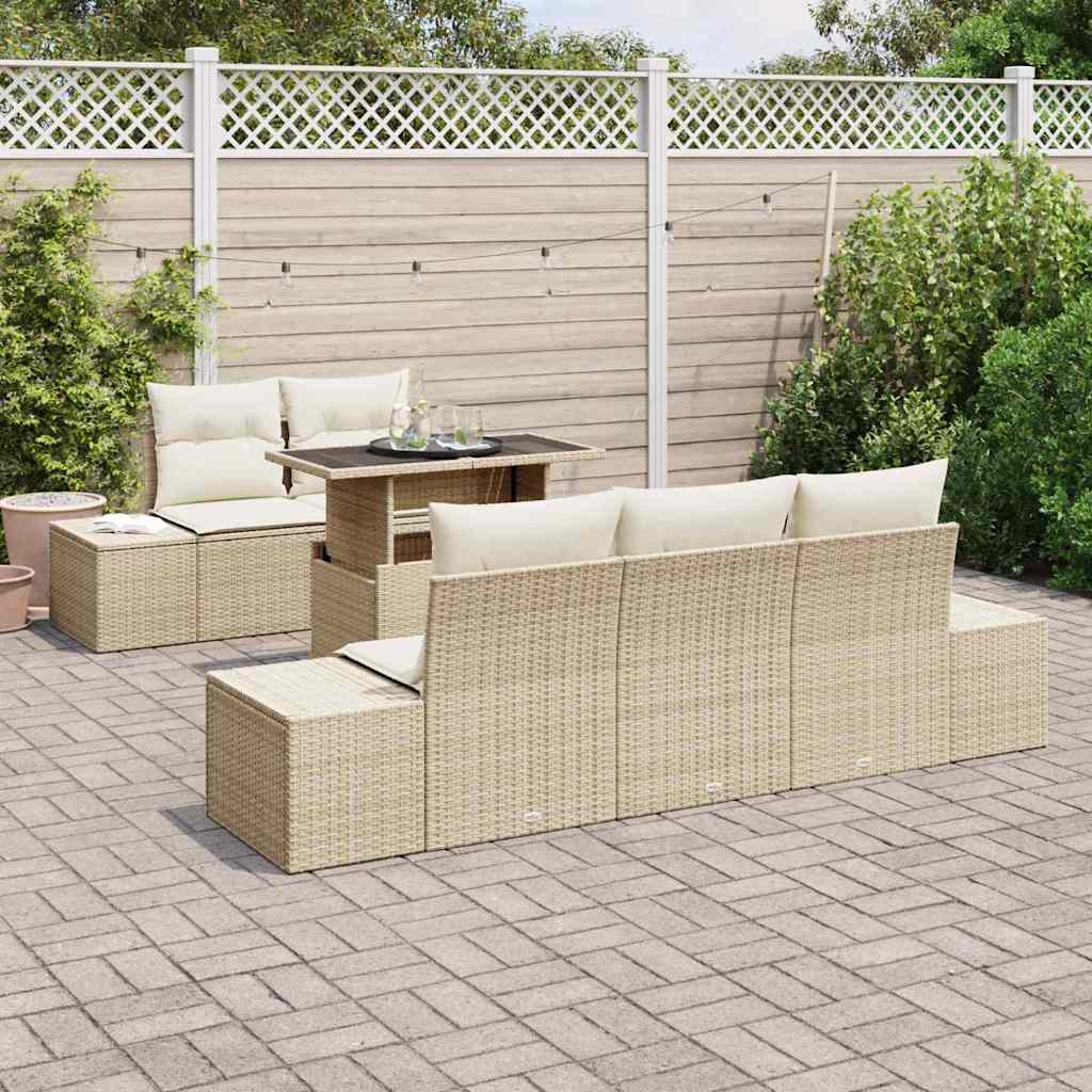 Tuin Sofa Set met kussen met opslag 6 pcs Beige en Crème is nu te koop bij PeponiXL, paradijselijk wonen!