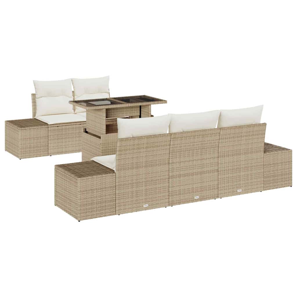 Tuin Sofa Set met kussen met opslag 6 pcs Beige en Crème is nu te koop bij PeponiXL, paradijselijk wonen!