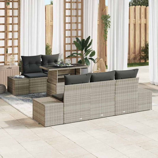 Tuin Sofa Set met kussen 6 pcs Licht Grijs en Donker Grijs is nu te koop bij PeponiXL, paradijselijk wonen!