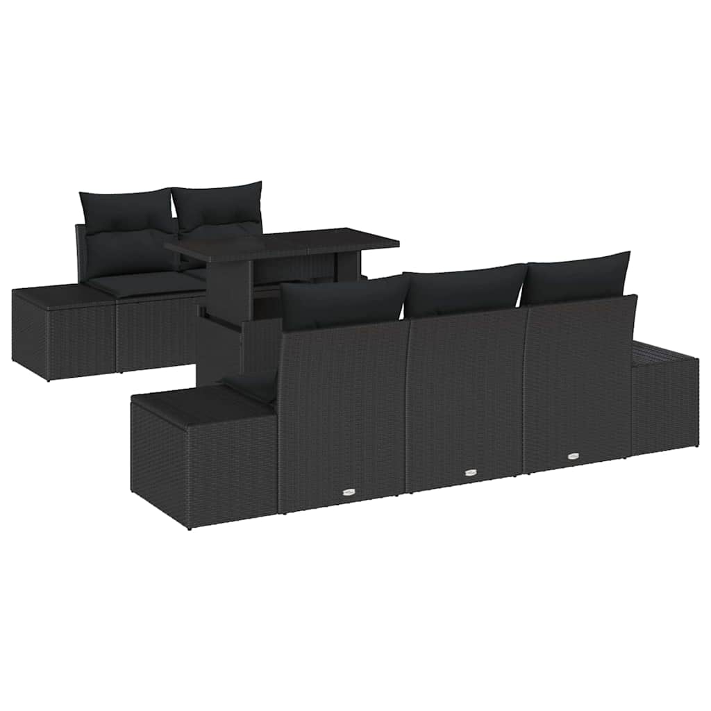 Tuin Sofa Set 6 pcs Zwart poly rattan & Gepoedercoat staal is nu te koop bij PeponiXL, paradijselijk wonen!