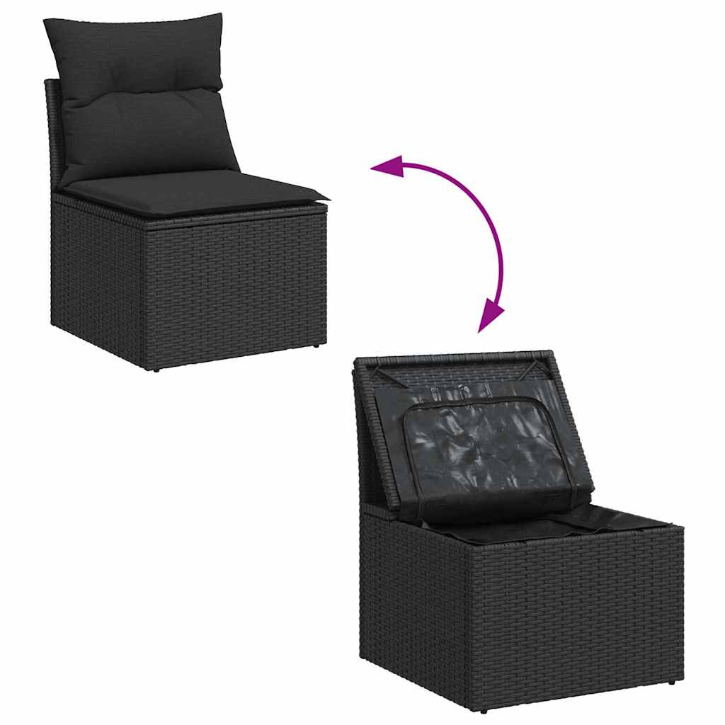 Tuin Sofa Set 6 pcs Zwart poly rattan & Gepoedercoat staal is nu te koop bij PeponiXL, paradijselijk wonen!