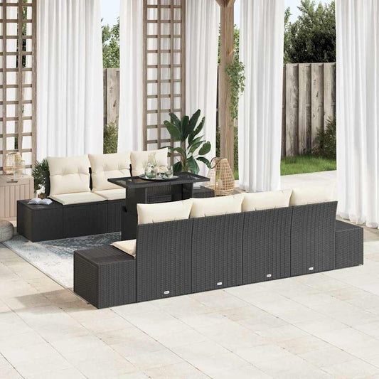 Tuin Sofa Set met kussen 8 pcs Zwart en Crème is nu te koop bij PeponiXL, paradijselijk wonen!