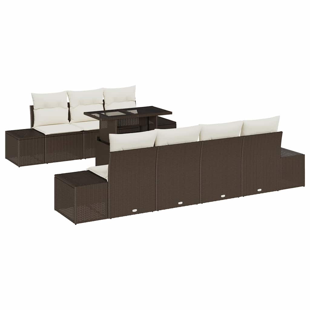 Tuin Sofa Set met kussen 8 pcs Bruin en Crème is nu te koop bij PeponiXL, paradijselijk wonen!