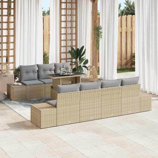 Tuin Sofa Set met kussen 8 pcs Beige en Licht Grijs is nu te koop bij PeponiXL, paradijselijk wonen!