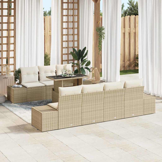 Tuin Sofa Set met kussen 8 pcs Beige en Crème is nu te koop bij PeponiXL, paradijselijk wonen!