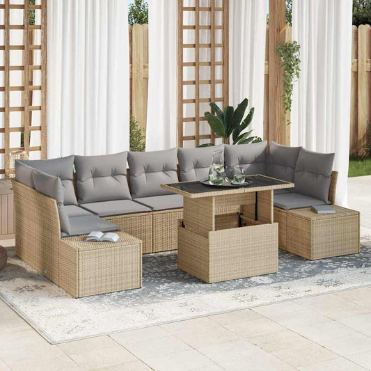 Tuin Sofa Set met kussen 8 pcs Beige en Licht Grijs is nu te koop bij PeponiXL, paradijselijk wonen!