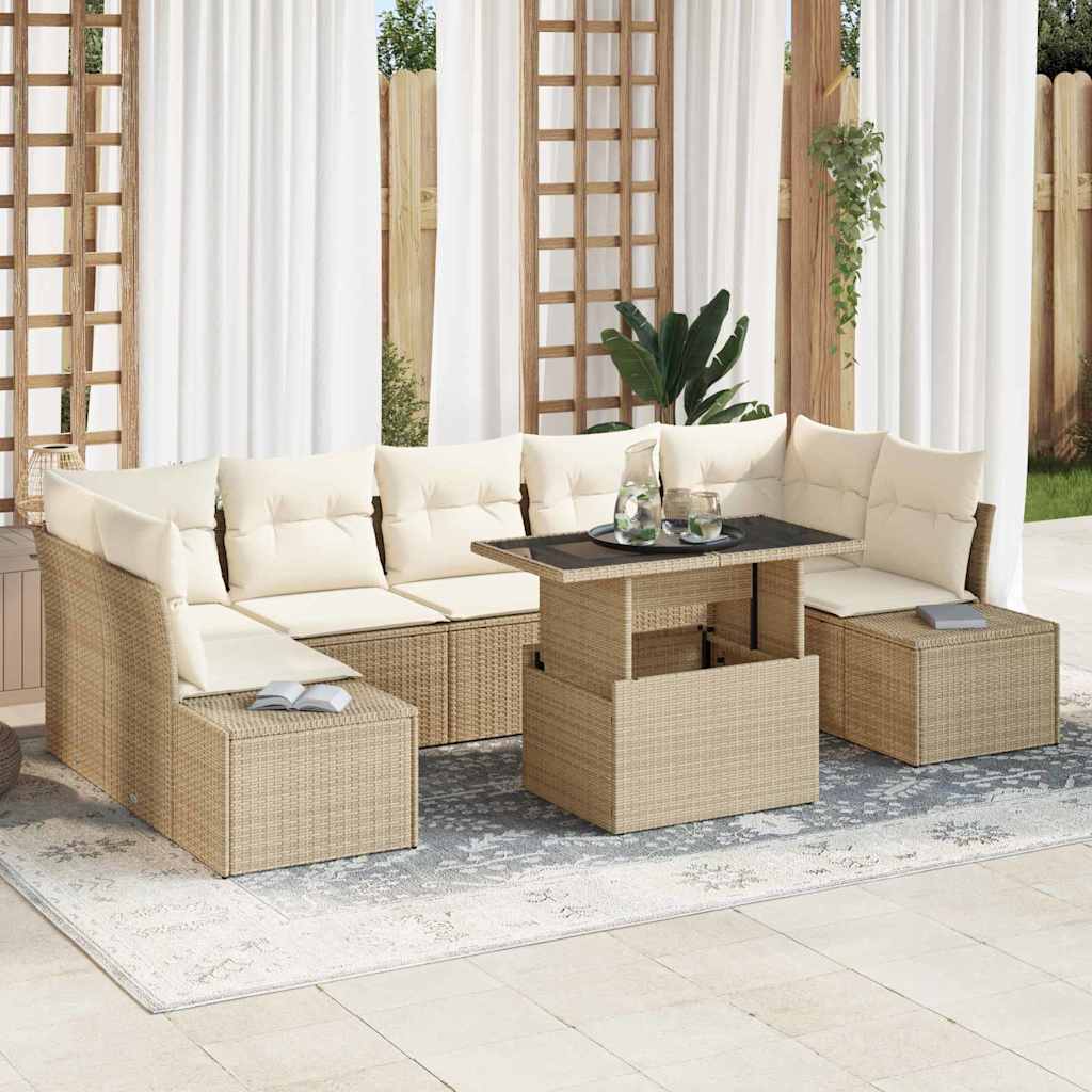 Tuin Sofa Set met kussen 8 pcs Beige en Crème is nu te koop bij PeponiXL, paradijselijk wonen!