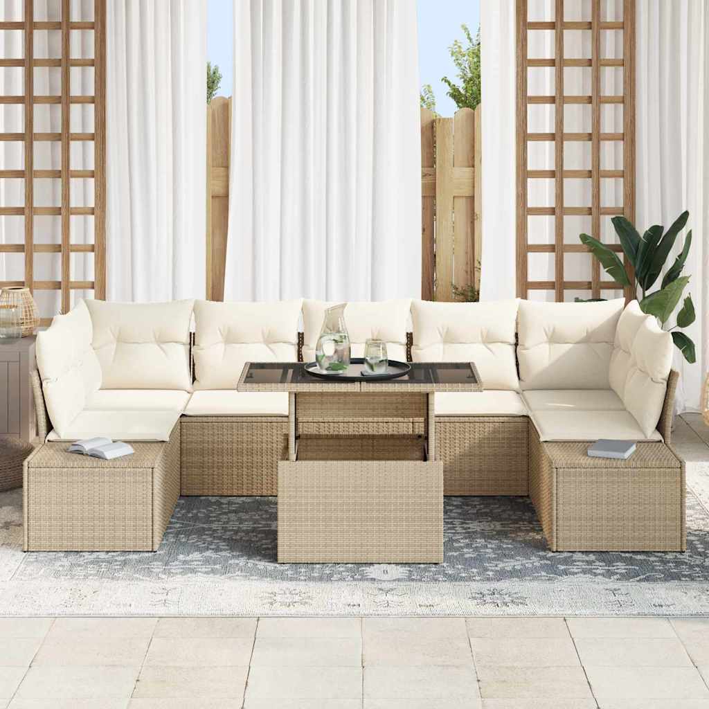 Tuin Sofa Set met kussen 8 pcs Beige en Crème is nu te koop bij PeponiXL, paradijselijk wonen!