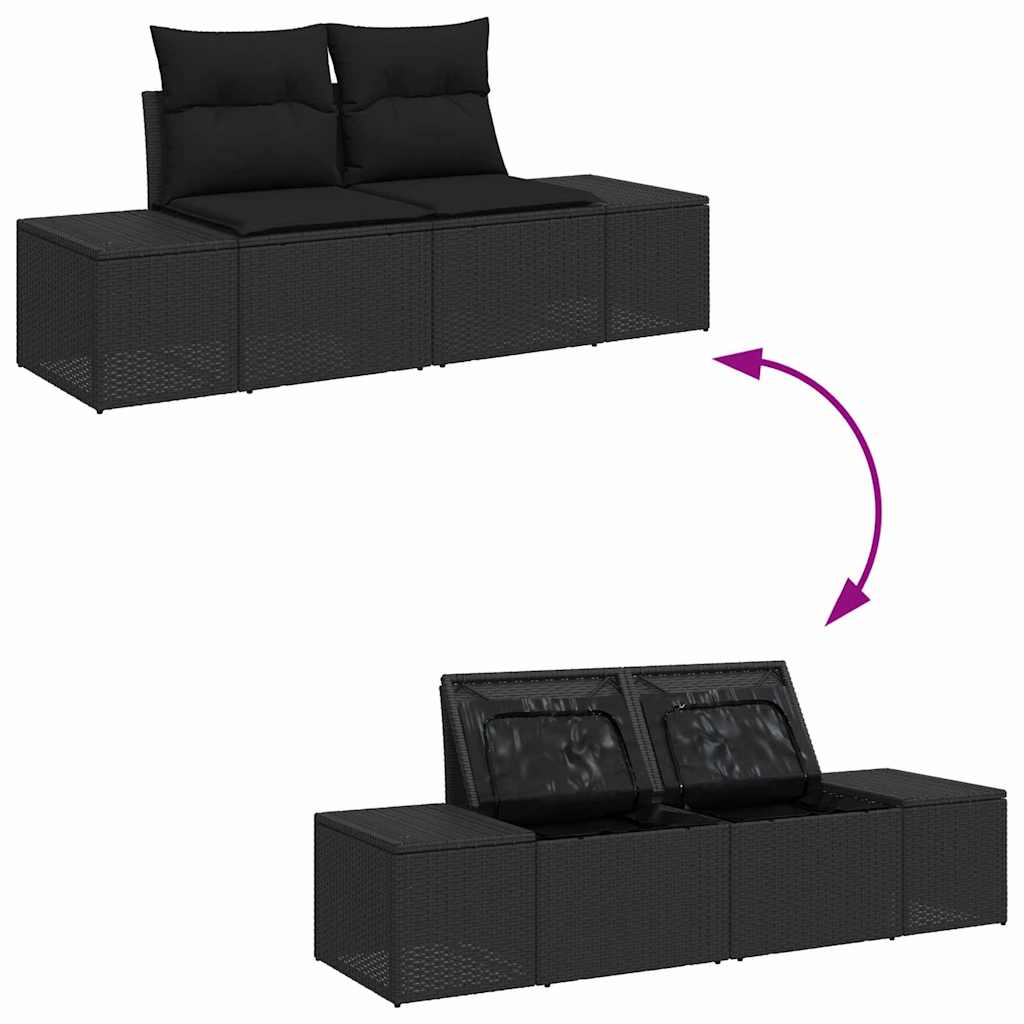 Tuin Sofa Set 8 pcs Zwart Poly Rattan en Poedergecoat Staal is nu te koop bij PeponiXL, paradijselijk wonen!