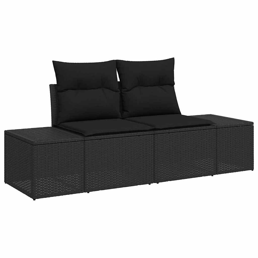 Tuin Sofa Set met opslag 6 pcs Zwart Poly riet is nu te koop bij PeponiXL, paradijselijk wonen!