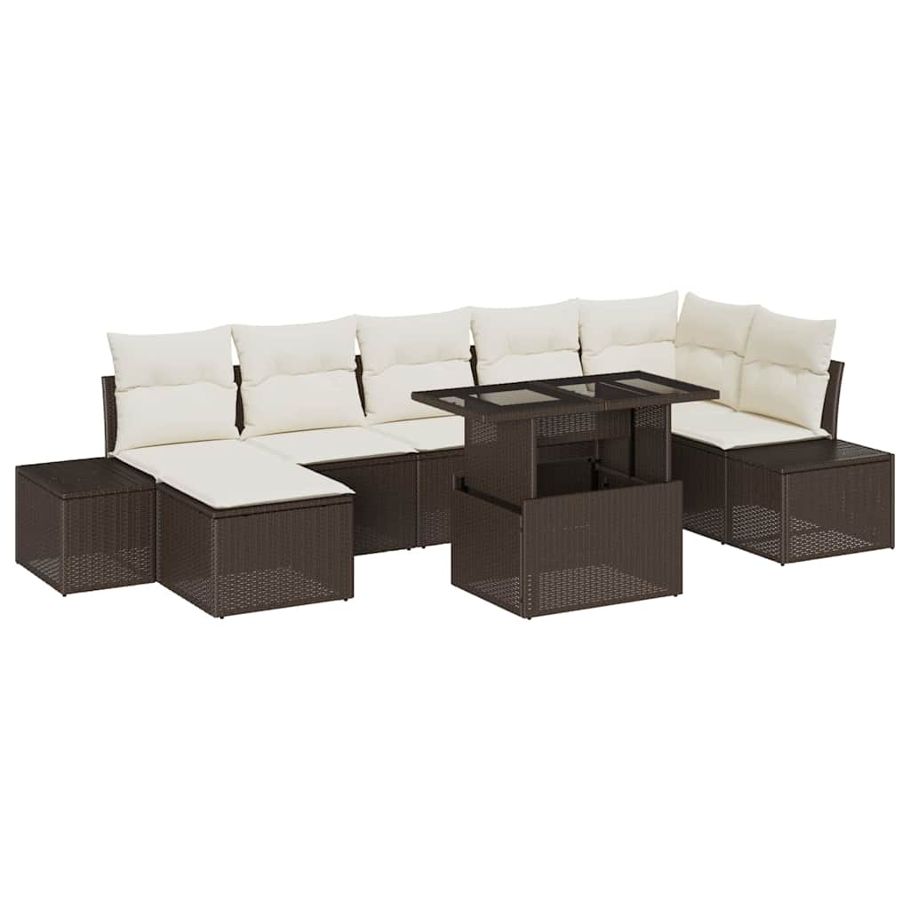 Tuin Sofa Set met opslag 8 pcs Bruin Poly riet is nu te koop bij PeponiXL, paradijselijk wonen!