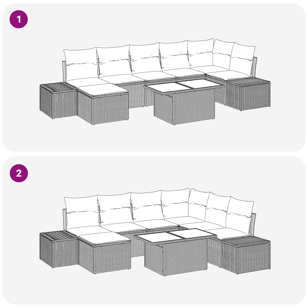 Tuin Sofa Set met opslag 8 pcs Bruin Poly riet is nu te koop bij PeponiXL, paradijselijk wonen!
