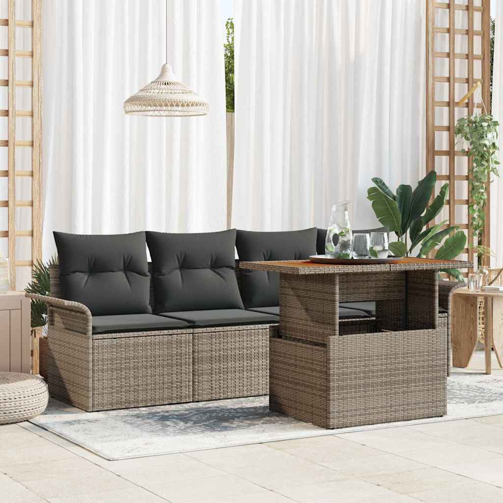 Tuin Sofa Set met opslag 5 pcs Grijs Poly riet is nu te koop bij PeponiXL, paradijselijk wonen!