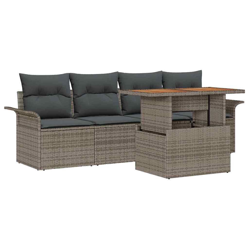 Tuin Sofa Set met opslag 5 pcs Grijs Poly riet is nu te koop bij PeponiXL, paradijselijk wonen!