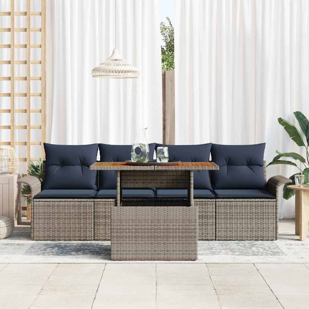Tuin Sofa Set met opslag 5 pcs Grijs Poly riet is nu te koop bij PeponiXL, paradijselijk wonen!