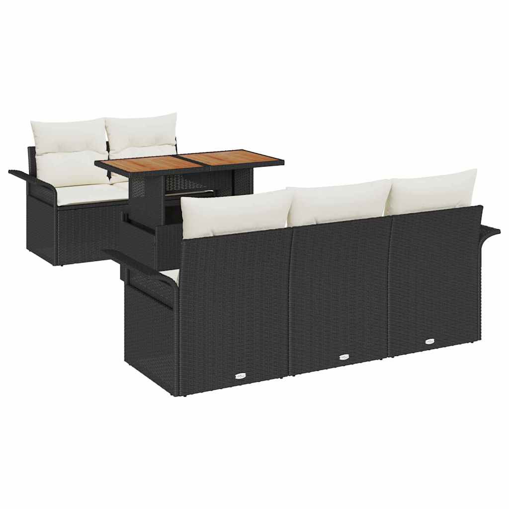 Tuin Sofa Set met opslag 6 pcs Zwart Poly riet is nu te koop bij PeponiXL, paradijselijk wonen!