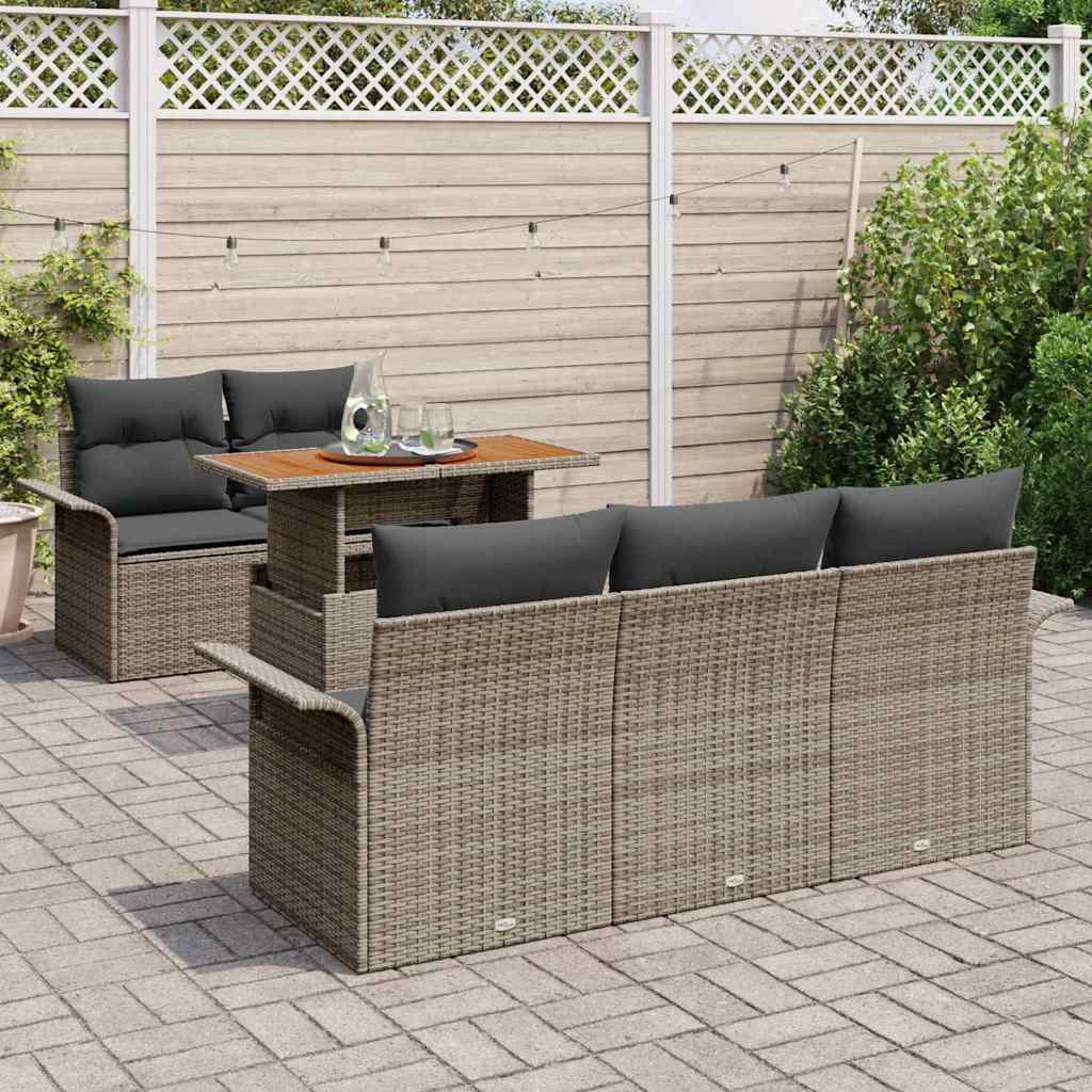 Tuin Sofa Set met opslag 6 pcs Grijs Poly riet is nu te koop bij PeponiXL, paradijselijk wonen!