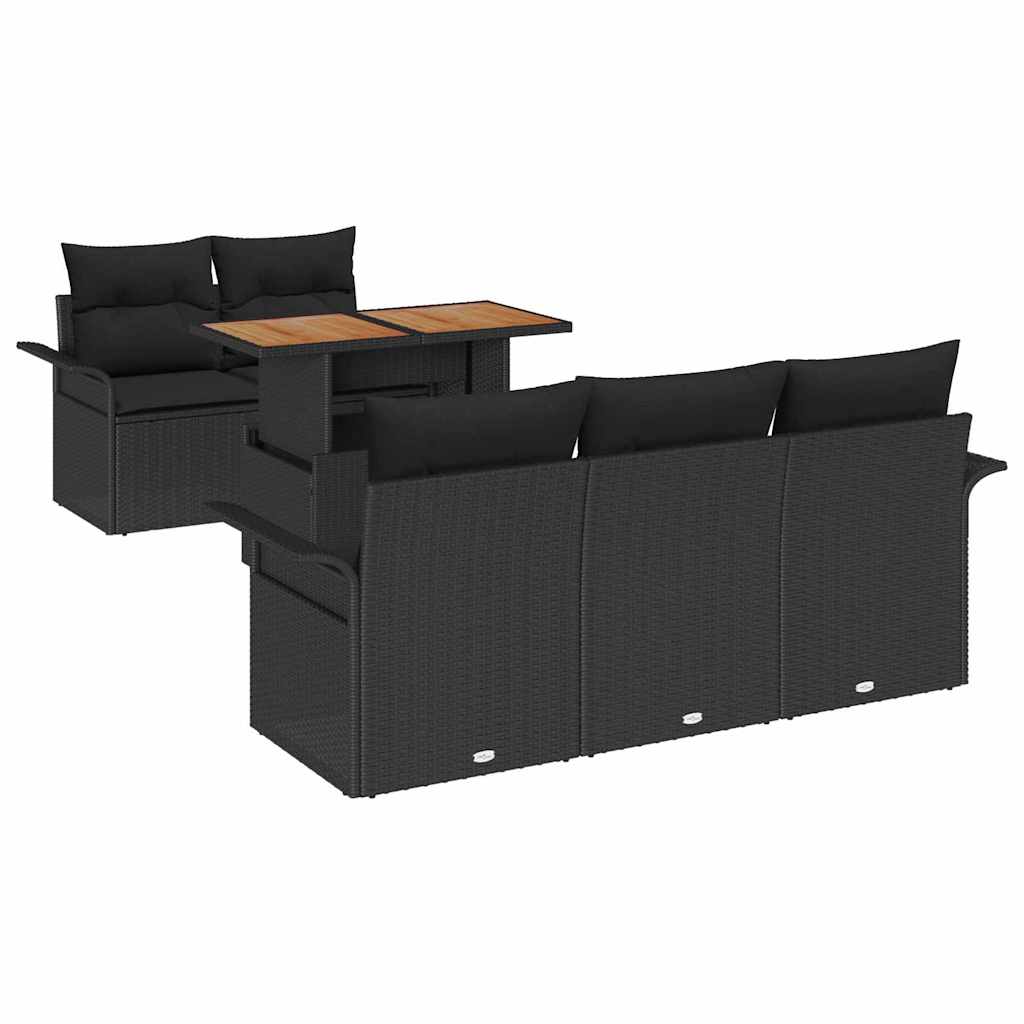Tuin Sofa Set met opslag 6 pcs Zwart Poly riet is nu te koop bij PeponiXL, paradijselijk wonen!