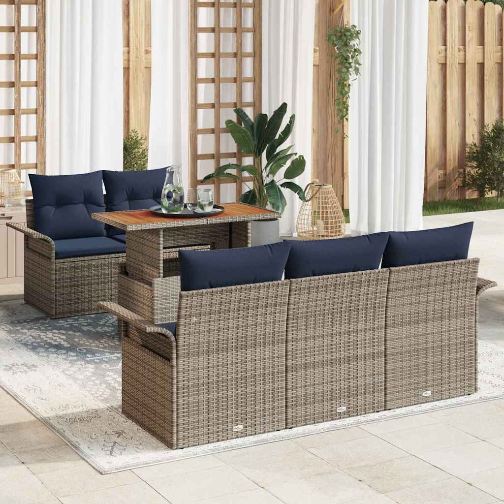 Tuin Sofa Set met opslag 6 pcs Grijs Poly riet is nu te koop bij PeponiXL, paradijselijk wonen!