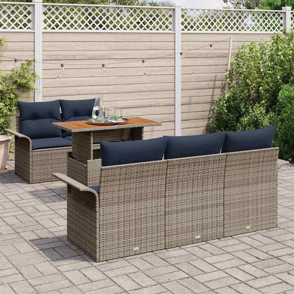 Tuin Sofa Set met opslag 6 pcs Grijs Poly riet is nu te koop bij PeponiXL, paradijselijk wonen!