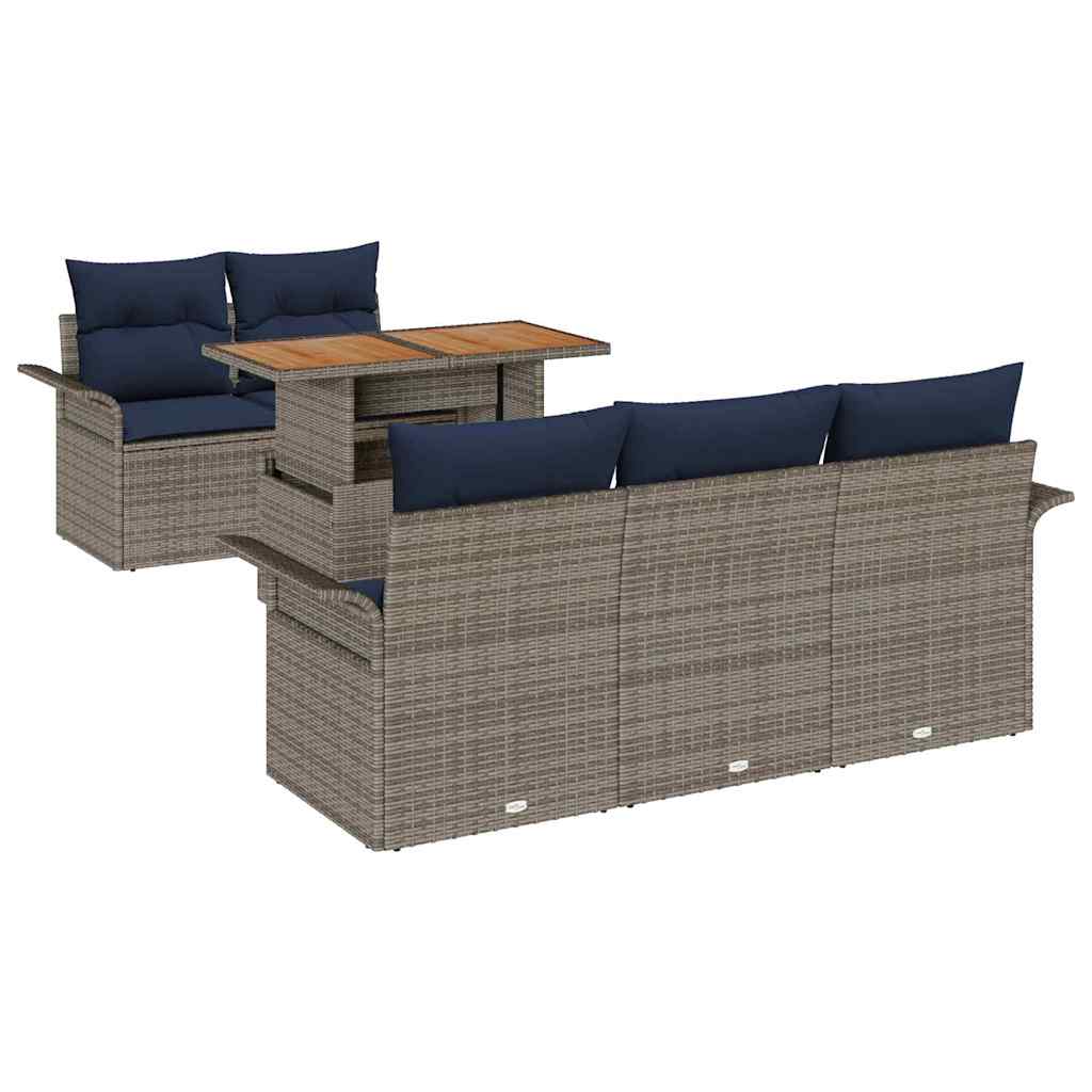 Tuin Sofa Set met opslag 6 pcs Grijs Poly riet is nu te koop bij PeponiXL, paradijselijk wonen!