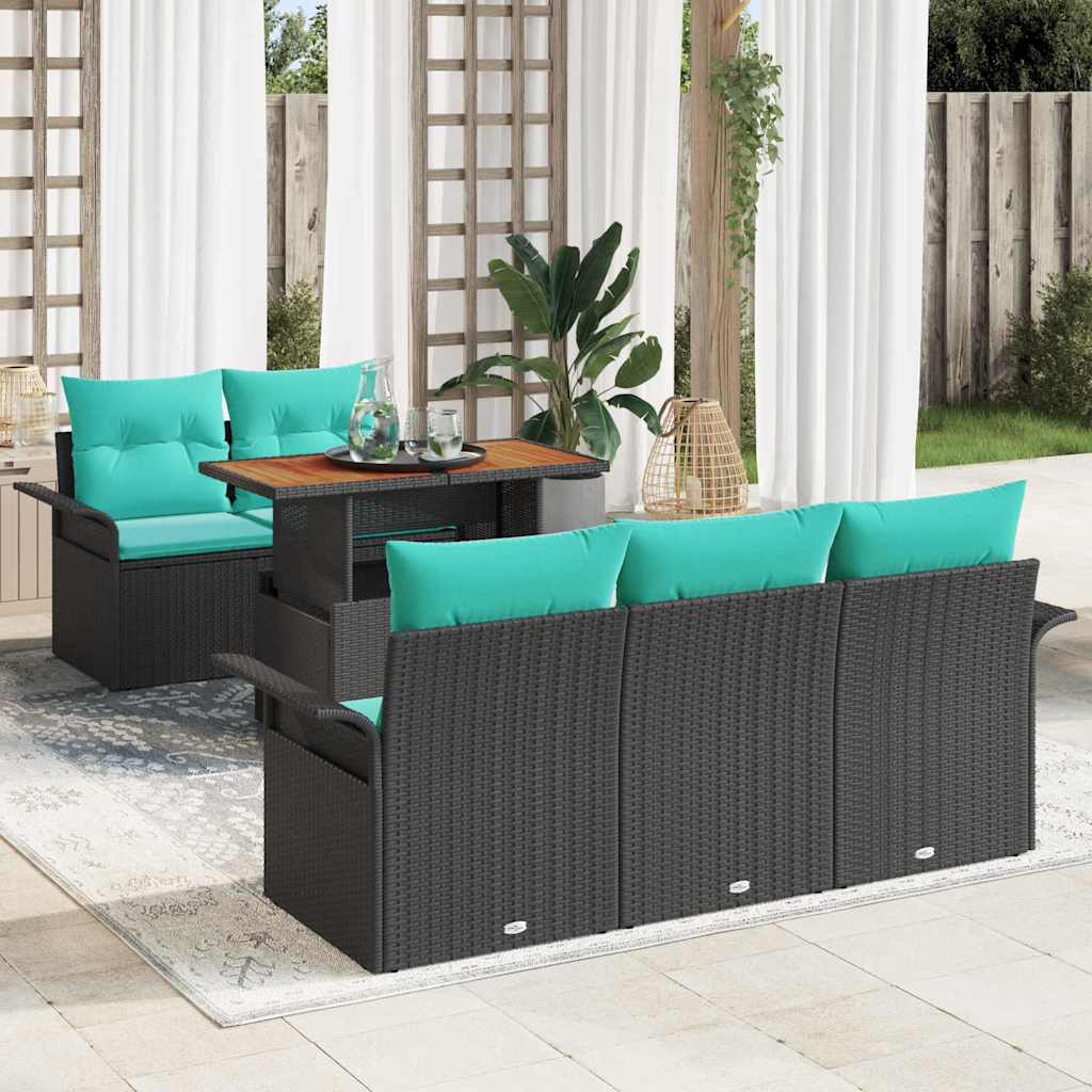 Tuin Sofa Set met opslag 6 pcs Zwart Poly riet is nu te koop bij PeponiXL, paradijselijk wonen!