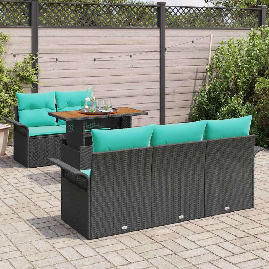 Tuin Sofa Set met opslag 6 pcs Zwart Poly riet is nu te koop bij PeponiXL, paradijselijk wonen!