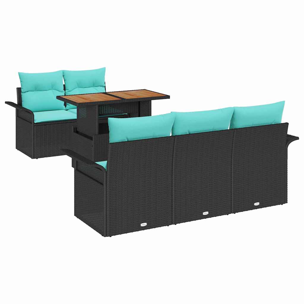 Tuin Sofa Set met opslag 6 pcs Zwart Poly riet is nu te koop bij PeponiXL, paradijselijk wonen!