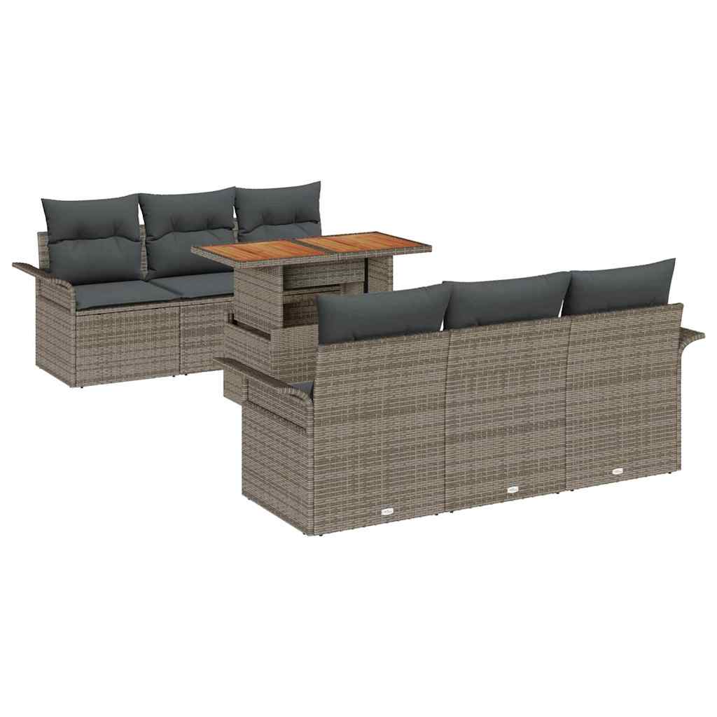 Tuin Sofa Set met opslag 7 pcs Grijs Poly riet is nu te koop bij PeponiXL, paradijselijk wonen!