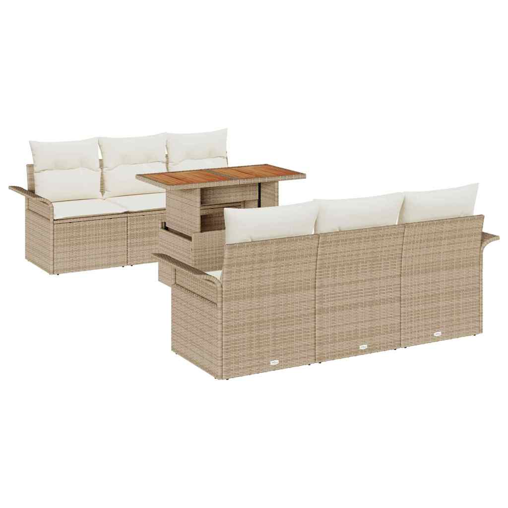 Tuin Sofa Set met opslag 7 pcs Beige Poly riet is nu te koop bij PeponiXL, paradijselijk wonen!