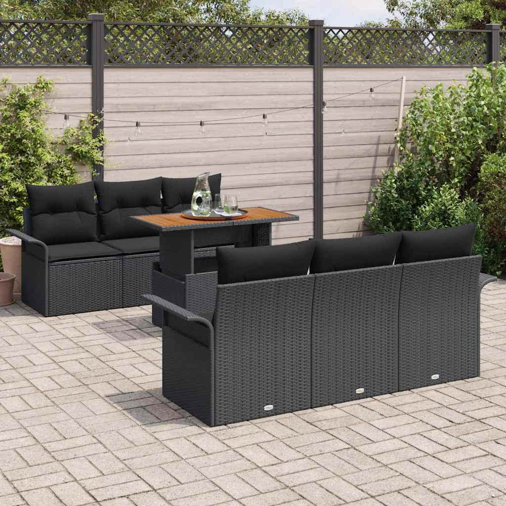 Tuin Sofa Set met opslag 7 pcs Zwart Poly riet is nu te koop bij PeponiXL, paradijselijk wonen!