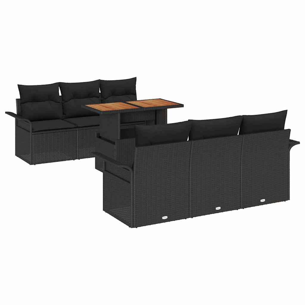 Tuin Sofa Set met opslag 7 pcs Zwart Poly riet is nu te koop bij PeponiXL, paradijselijk wonen!