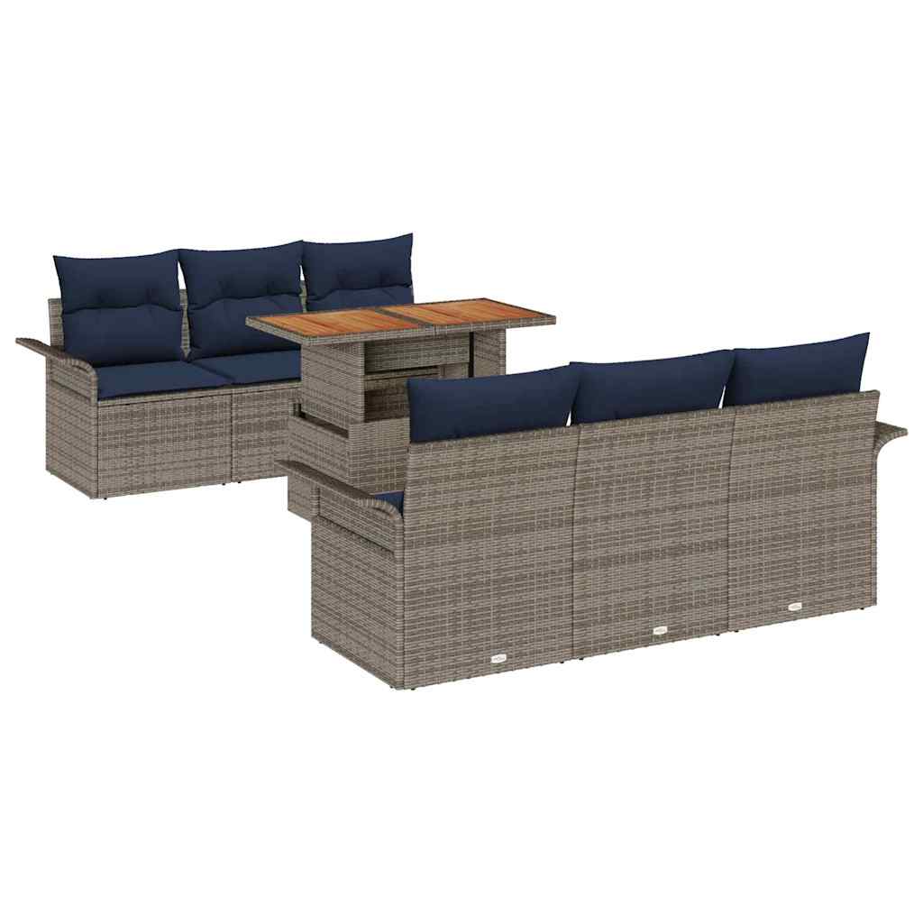 Tuin Sofa Set met opslag 7 pcs Grijs Poly riet is nu te koop bij PeponiXL, paradijselijk wonen!