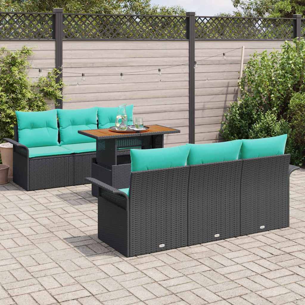 Tuin Sofa Set met opslag 7 pcs Zwart Poly riet is nu te koop bij PeponiXL, paradijselijk wonen!