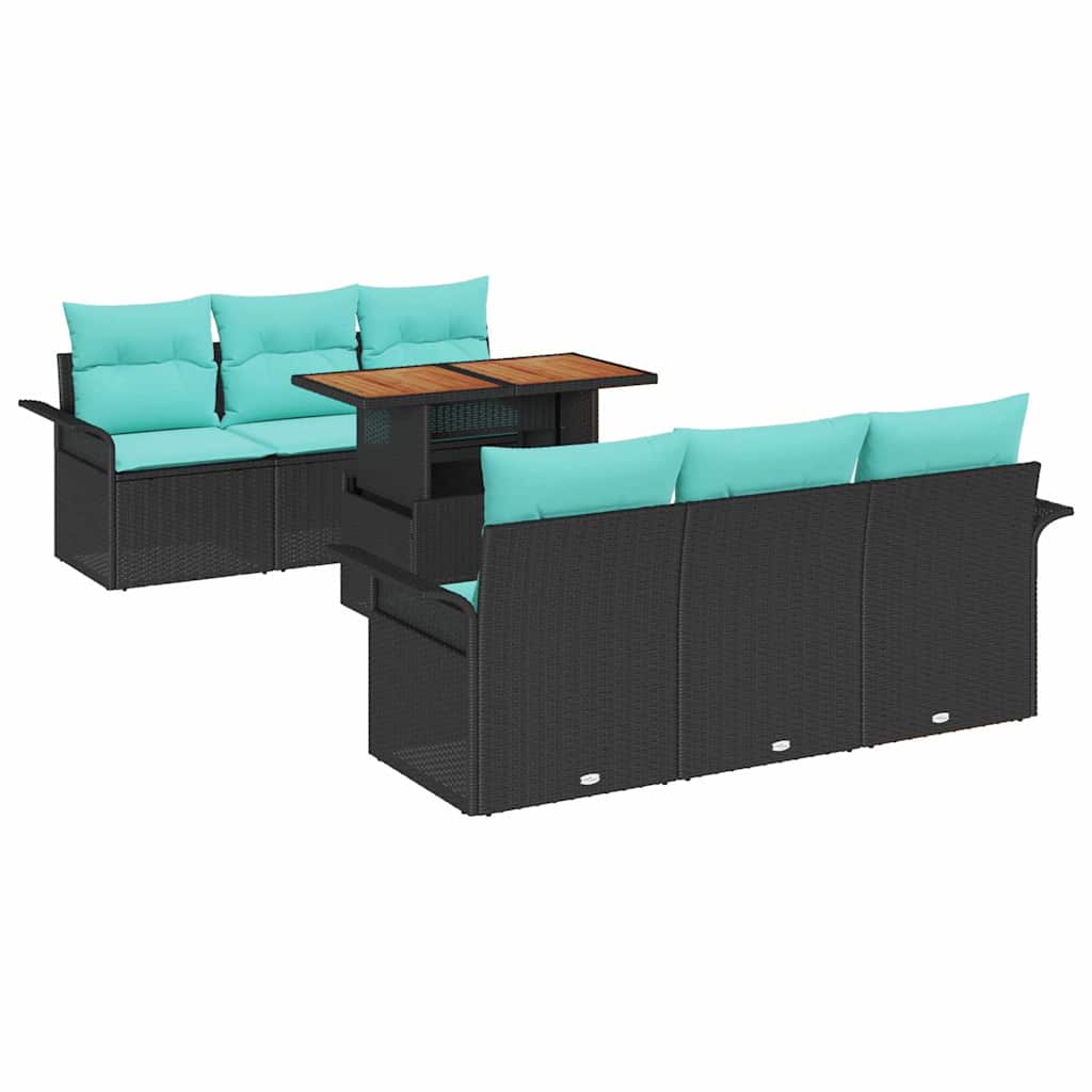 Tuin Sofa Set met opslag 7 pcs Zwart Poly riet is nu te koop bij PeponiXL, paradijselijk wonen!