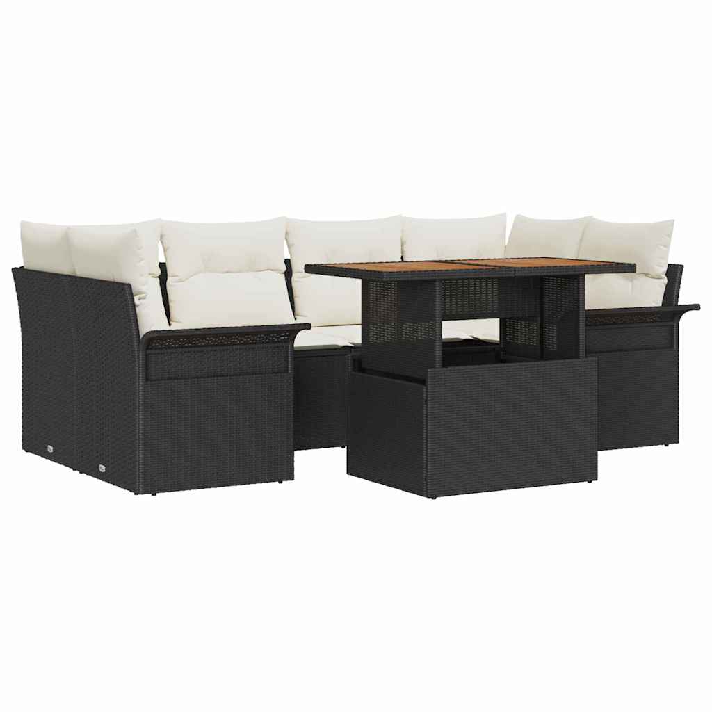 Tuin Sofa Set met opslag 7 pcs Zwart Poly riet is nu te koop bij PeponiXL, paradijselijk wonen!