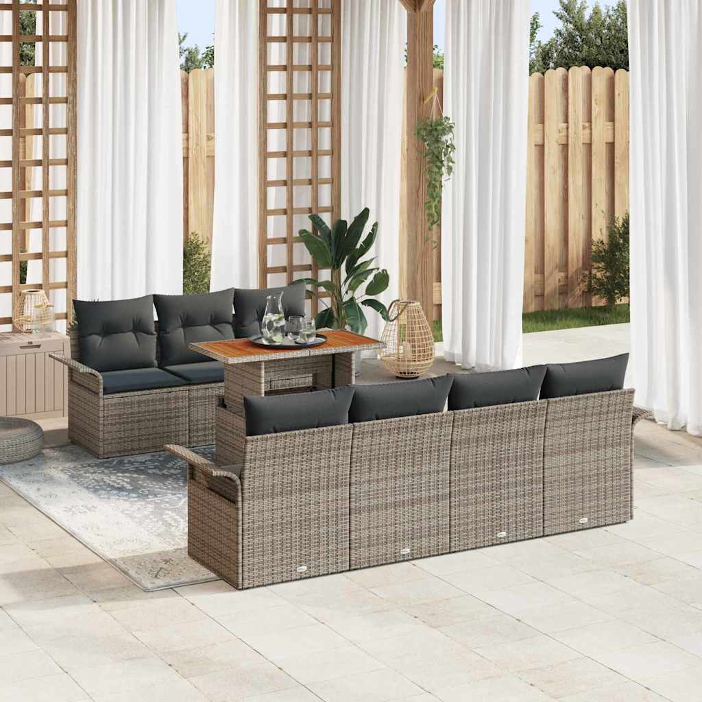 Tuin Sofa Set met opslag 8 pcs Grijs Poly riet is nu te koop bij PeponiXL, paradijselijk wonen!