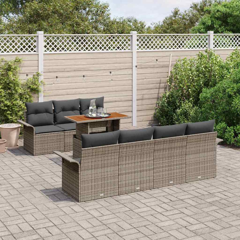Tuin Sofa Set met opslag 8 pcs Grijs Poly riet is nu te koop bij PeponiXL, paradijselijk wonen!