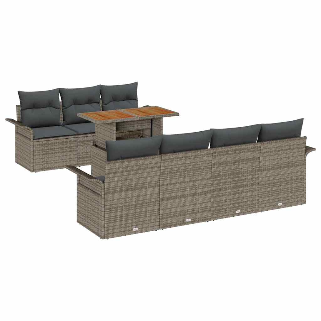 Tuin Sofa Set met opslag 8 pcs Grijs Poly riet is nu te koop bij PeponiXL, paradijselijk wonen!